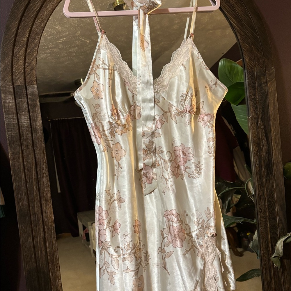 🌸VTG Expressions by California Dynasty Floral Satin Slip Dress - Large